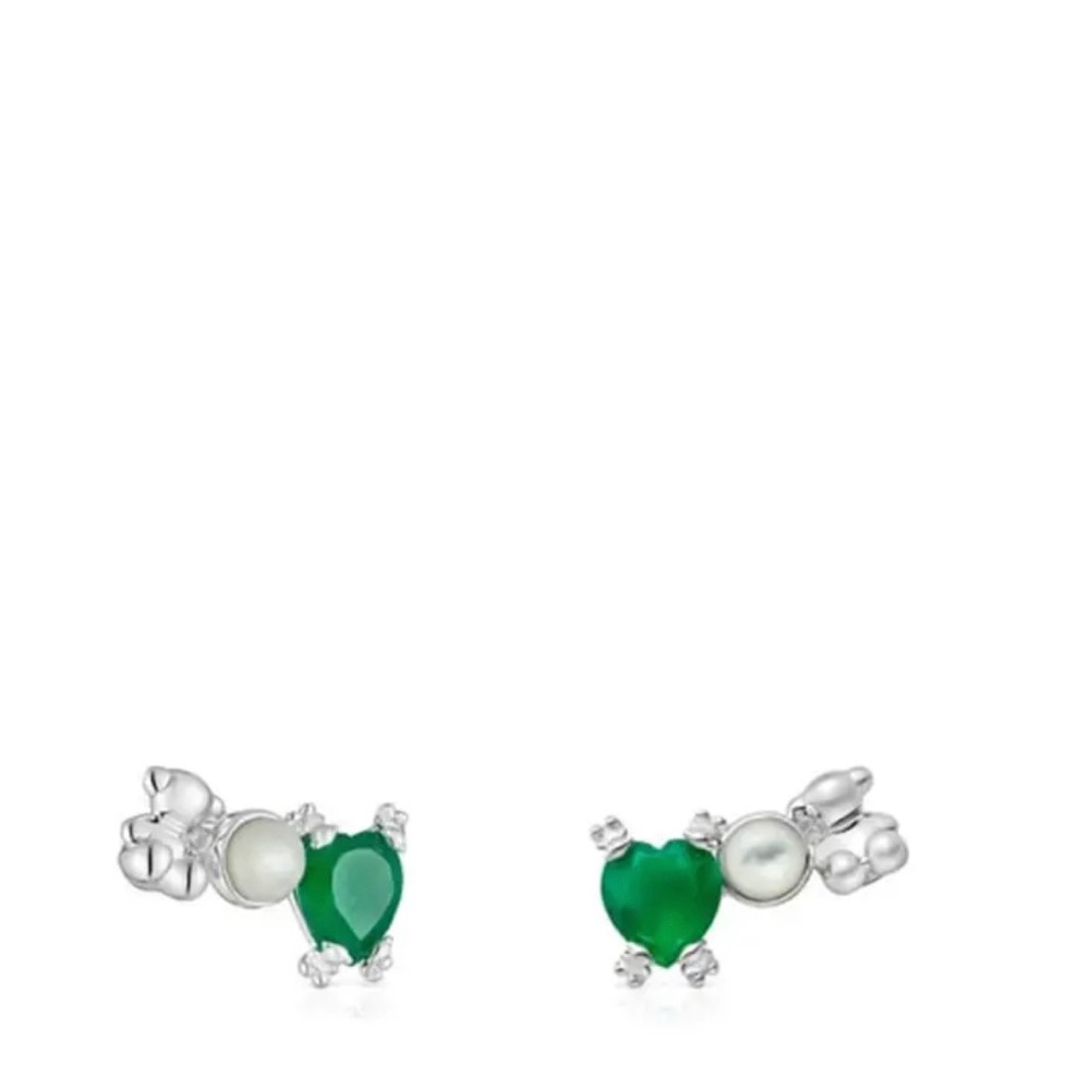 Tous Spanish Bear Lux Onyx Mini Pearl Cluster 3-Shapes Earrings